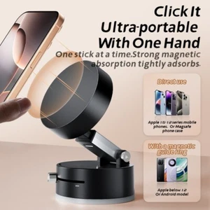 360 Vacuum Strong Magnetic Phone Holder Suction Cup Car Stand Foldable Car Mount - Photo 1 sur 10