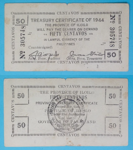 1944 Philippines ~ Iloilo, 50 Centavos w/ SIBUTAN ROMBLON Ink Stamp ~ ILO-254 Cover