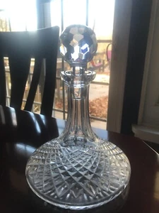 VINTAGE WATERFORD IRISH CUT CRYSTAL ALANA SHIPS DECANTER WITH STOPPER SIGNED 10" - Picture 1 of 9