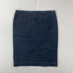 UNIQLO Skirt 10 Blue Midi Pencil Denim Cotton Blend Knee Length - Picture 1 of 9