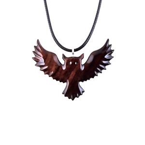 Owl Pendant Necklace, Hand-Carved Wooden Bird Jewelry for Men and Women