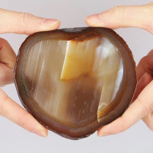 3.9" Brown Agate Coaster Polished Crystal Slice Druzy Geode Home Decor 121g - Picture 1 of 4