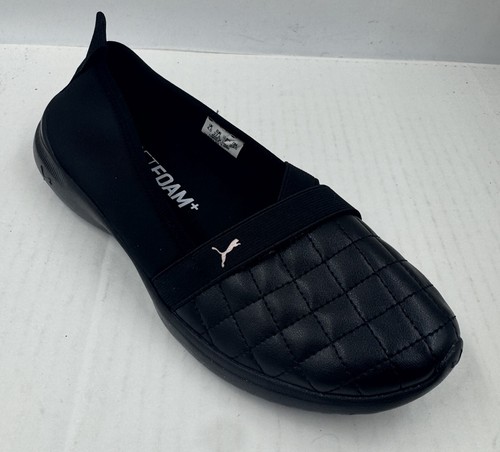 Puma Adelina Sneakers Donna Tg 7 Nero Pelle Trapuntato Scarpe Slip On 381081 02