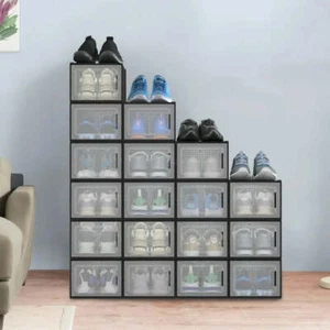 18 Stück Stapelbare Schuh Aufbewahrungsboxen Schuh Organizer für Schrank Schuhkarton enthalten - Bild 1 von 7