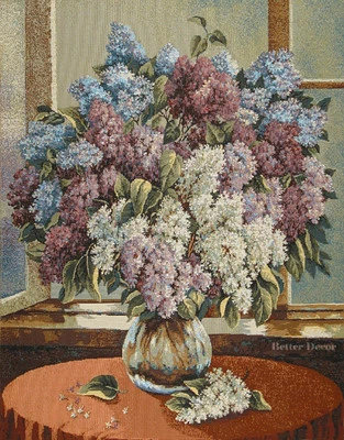 TAPIZ TEJIDO JACQUARD PARED LILAS DECORACIÓN FLORAL EUROPEA CUADRO - FLORES Foto 1 de 2