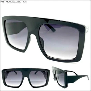 Oversized Exaggerated Retro SUNGLASSES X-Large Huge Jumbo Big Square Black Frame - Picture 1 of 8