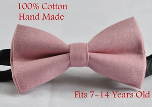 Boy Kids Youth Dusky Dusty Rose Pink Blush Pink Bow Tie Fits 7-14 Years Old - Picture 1 of 4