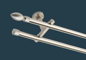 Gardinenstange mit Deckenträger doppelläufig Innenlaufsystem Edelstahl 20 mm - Bild 1 von 1