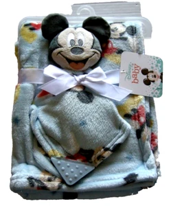 Disney Mickey Mouse Blanket & Lovie/W Teether Corner, 2 Pcs., Blue, Brand New - Picture 1 of 1