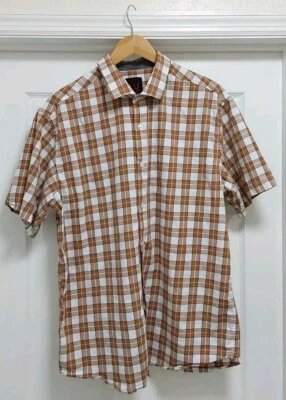 LU Linea Uomo Shirt Mens Size 2XLT Multicolor Short Sleeve Plaid Stretch Casual  - Image 1 of 4