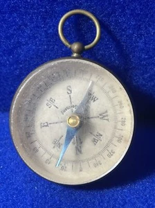 VINTAGE BRASS WEST GERMANY POCKET COMPASS - Picture 1 of 5