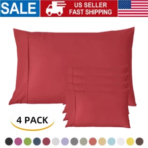 1800 Pillow Case Set Standard Queen King Pillowcase Set of 4 Pillowcases Cover - Picture 1 of 18