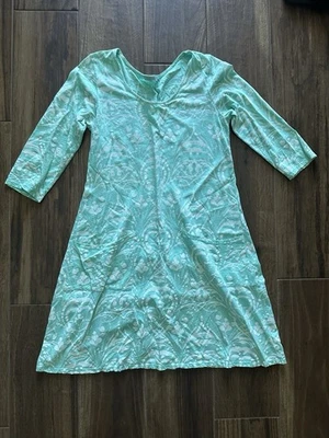 Vestido Fresh Produce Espuma de Mar Verde Manga Larga Con Bolsillos Floral Informal Talla Mediana Foto 1 de 4