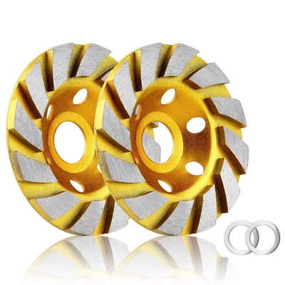 2 Pcs 4 inch Diamond Segment Grinding Wheel Disc Grinder Cup Concrete Stone Cut - Image 1 of 4