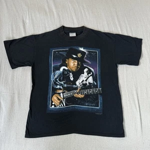 vtg STEVIE RAY VAUGHAN Shirt 1991 Memorial by BROCKUM Large Black RARE Tribute - Picture 1 of 12