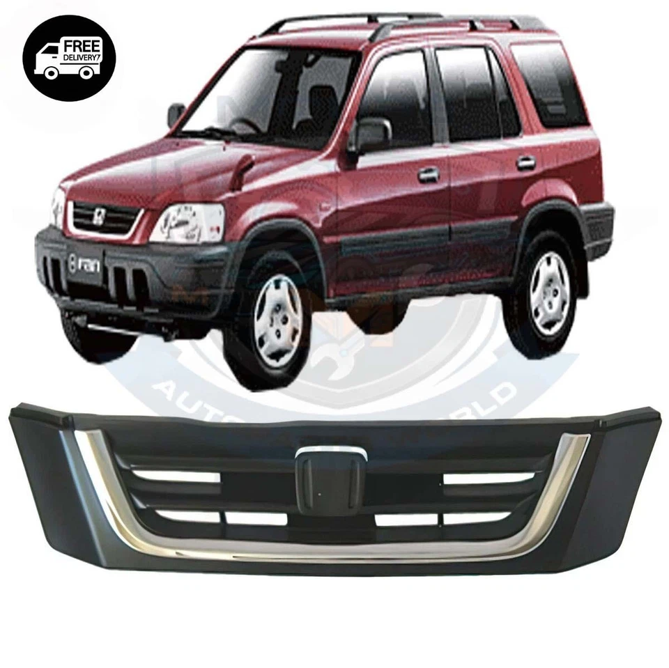 New For 1997-2001 Front Bumper Upper Grille Black with Chrome Molding HONDA CR-V Foto 1 de 1