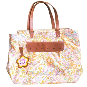 2006 Hello Kitty Herzen & Blumen Wickeltasche Vinyl groß Beuteltasche Sanrio Schultertasche - Bild 1 von 8