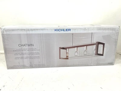 Kichler Chatwin 30.6 in. 4-Light Brushed Nickel Auburn Stained Linear Chandelier - Image 1 of 2