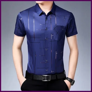 Camicia uomo business casual manica corta senza ferro e rughe nuova top - Foto 1 di 26