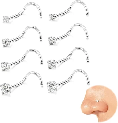 8 Pezzi 316L Perno per Piercing Al Naso, Acciaio Chirurgico - Immagine 1 di 4