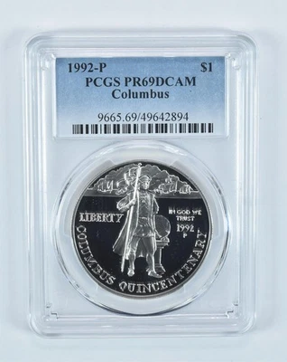 1992-P Columbus Commemorative Dollar PR69 DCAM PCGS Blue Label *9716 - Image 1 of 4