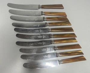 Set of 10 Vintage Westall Richardson Butter Knives w/ Antler Handles Bakelite - Picture 1 of 11