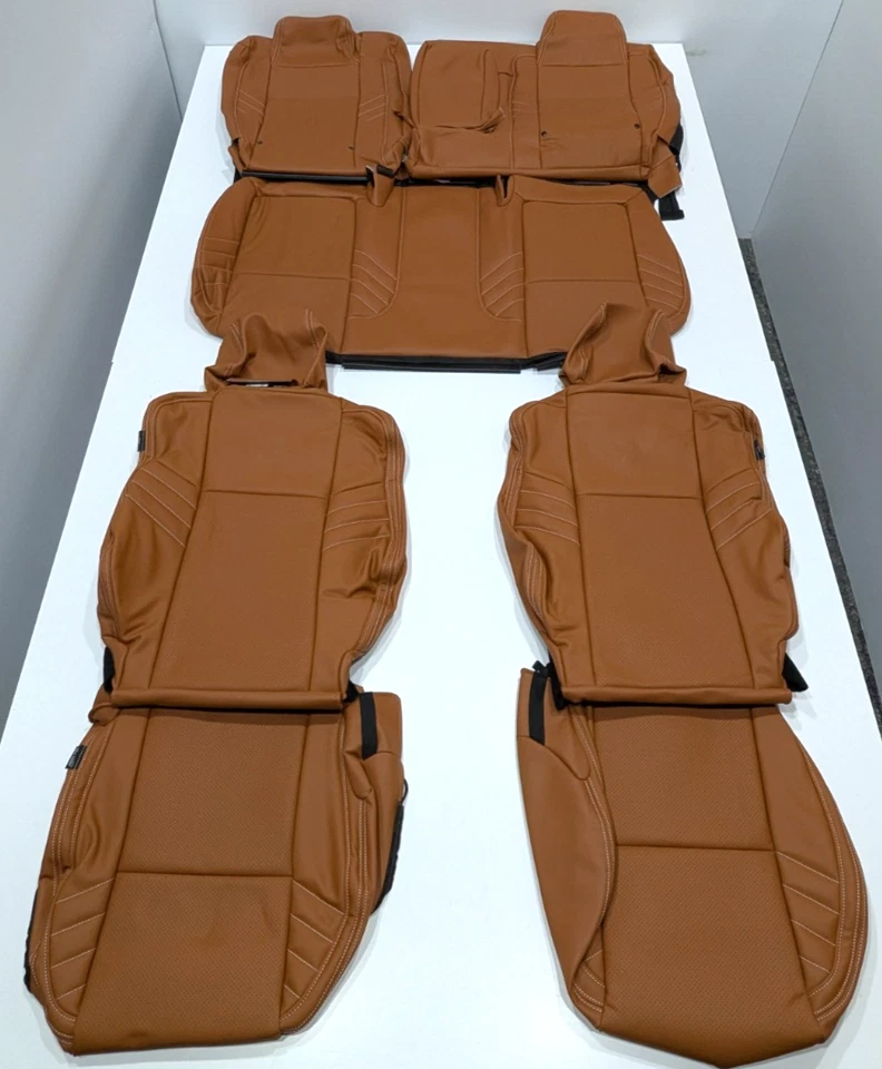 Fundas de asiento de cuero camel AT54 para Dodge Challenger RT GT SRT 392 2015-2023 Foto 1 de 4