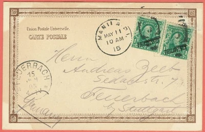 [8017] US PHILIPPINES 1905 OLD POSTCARD RIO PASIG MANILA TO GERMANY - Image 1 of 2