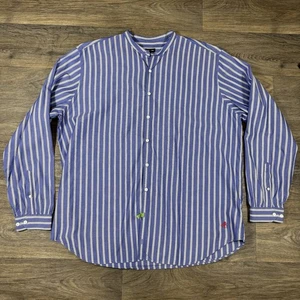 Camisa ABUELO J. PETERMAN Para Hombre Botón Frontal 100% Algodón XL Azul Rayas - Imagen 1 de 13