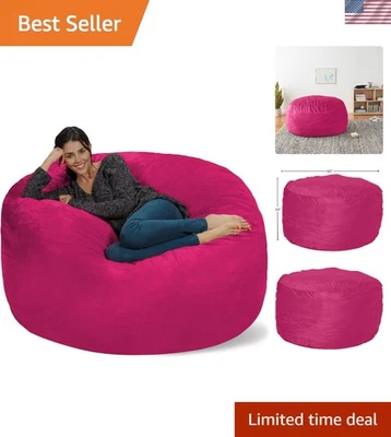 Bean Bag Chair Cover, 5-Feet, Microsuede - Pink - Image 1 of 4
