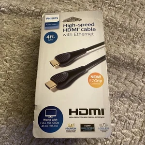 Philips Black 4FT HDMI High Quality High Speed Cable with Ethernet *NEW* - Picture 1 of 9