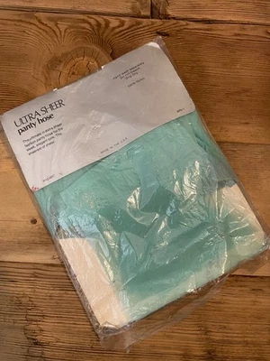 Vintage 1960s Mod Panty Hose Nylon Stockings Mint Green DEADSTOCK M L Tall - Image 1 of 4