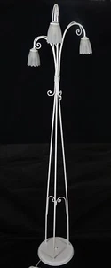 Piantana terra forgiato bianco vetri 3 luci SHABBY CHIC fiammingo corte art.B60 - Picture 1 of 5