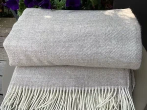 Beige color pure new wool blanket wool throw 55 x79"/140x200 cm eco wool - Bild 1 von 7