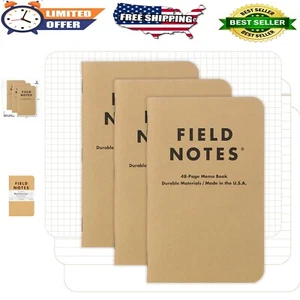 Original Kraft Pocket Notebook 3-Pack: Graph, Ruled, Plain - Durable Design - Picture 1 of 8