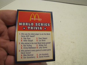 RARE 1990 SCORE MCDONALDS WORLD SERIES TRIVIA CARD #15 NOT MINT READ 1