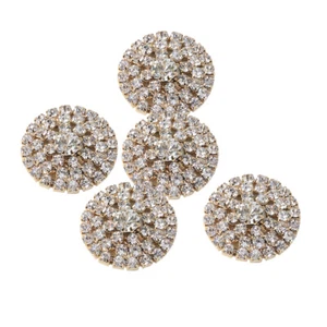 5pcs   Round   Alloy   Rhinestone   Crystal   Flatback   Craft   Buttons   - Picture 1 of 3
