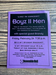Boyz II Men Concert Flyer With Brandy Guest Appearance Purple 3"x5" Vintage 1995 - Picture 1 of 2