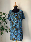 FENDI Blue Blouse Leopard Print Tunic Short Sleeve Top size IT48  UK16  D42