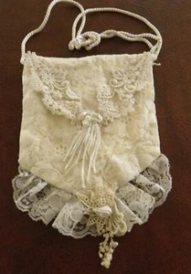 Cartera elegante marfil para boda, novia, graduación, concurso - encaje y perlas - Imagen 1 de 4