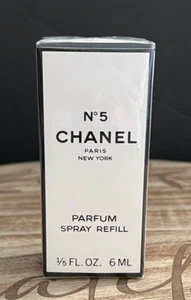 Vintage  CHANEL No 5 Eau de Parfum Spray Refill 1/5 fl oz 6ml NEW In Sealed Box - Picture 1 of 6