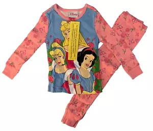 Pyjama vintage Disney Princess PJ Pals neuf avec étiquettes 2 pièces rose floral taille 2 Cendrillon + - Photo 1 sur 8