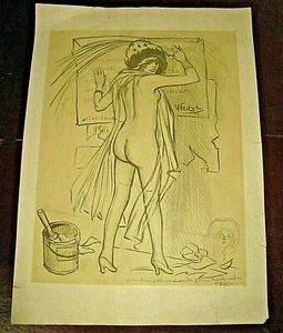 LITHOGRAPHIE + DESSIN ORIGINAL "FEMME NUE DE DOS" 1912 ENVOI Signé WEILUC - Picture 1 of 3