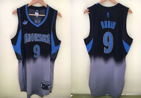 Minnesota Timberwolves NBA #9 Rubio Adidas limited basketball jersey shirt. Sz S Cover