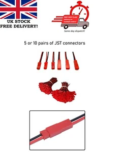 JST Plug 10 pairs 2 Pin Connector Male Female Cable 22 AWG Wire RC Car Lipo LED - Picture 1 of 6