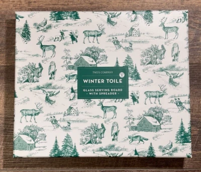 Two's Company Green Toile 2-Piece Green & White Cheese Serving Set in Giftbox💚 - Image 1 of 4