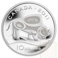 2011 coin, canada coin, 10 dollars coin, fine silver coin, wood bison