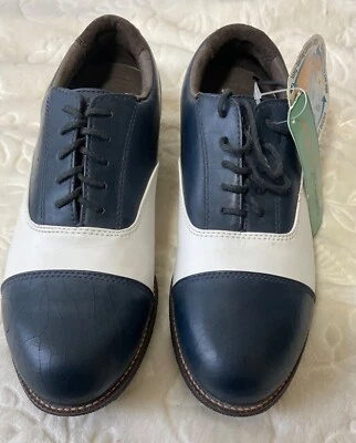 Zapatos de golf Reebok Trax azul marino y blanco para hombre de cuero estilo clásico talla cómoda Foto 1 de 4