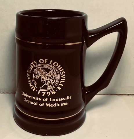Vintage UNIVERSITY OF LOUISVILLE KENTUCKY SCHOOL OF MEDICINE Ceramic Beer Stein Cover