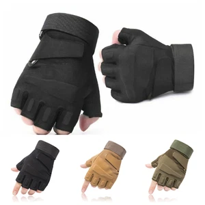 Guantes tácticos de nudillo duro medio dedo ejército informales airsoft trabajo sin dedos Reino Unido - Imagen 1 de 20